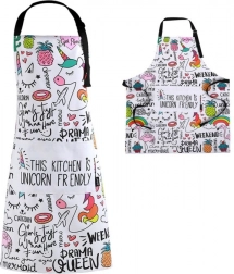 Keukenschort met eenhoorns in koker