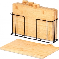 Bamboe snijplanken met standaard 28 × 20 cm, set van 4