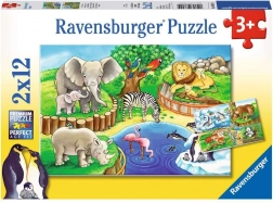 Puzzel 2x12 stukjes Dieren in de dierentuin
