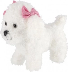 Pluchen hondje met strikjes 21 cm wit
