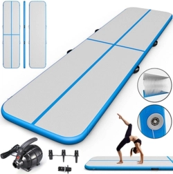 Opblaasbare gymnastiek airtrack mat 400 × 100 × 10 cm – blauw