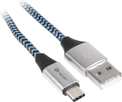 USB 2.0-kabel USB‑A naar USB‑C, 1 m, zwart‑blauw