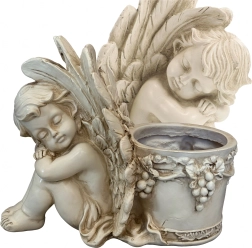 Decoratieve bloempot met engeltje – tuinsculptuur