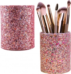 Brokaatroze beker voor kwasten en cosmetische accessoires