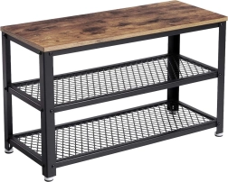 Loft schoenenbank met planken en zitvlak