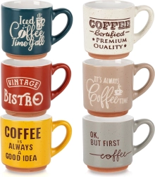 Keramische espressokopjes 110 ml, set van 6 stuks