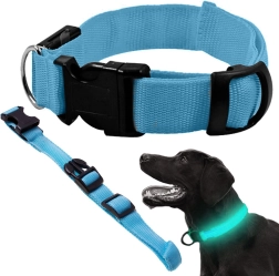 LED lichtgevende halsband voor honden en katten, verstelbaar, 59 cm – blauw
