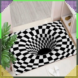 Tapijtmat met 3D‑illusie ‘witte kuil’ 60 × 90 cm