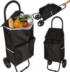 zwarte winkelwagentje op wieltjes met frame