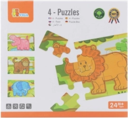 Houten junglepuzzel – 4 dieren voor kinderen vanaf 24 maanden