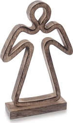 Houten kerstfiguur engel van mangohout 29 cm