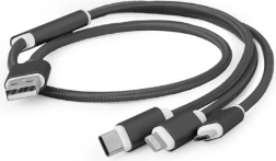 USB oplaadkabel 3-in-1, 1 m, zwart