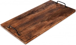 Houten serveerplank met metalen grepen 56 × 29,5 cm