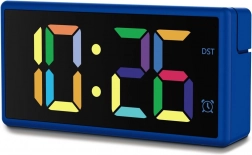 Elektronische wekker Hama Ibiza blauw met meerkleurig LED-display en USB-opladen
