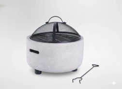 Tuinvuurplaats met deksel en pook 43 × 43 × 38,5 cm