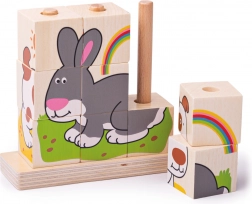 Bigjigs Baby houten stapelblokjes dieren