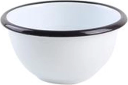 Geëmailleerde kom 11 cm wit met zwarte rand, 300 ml