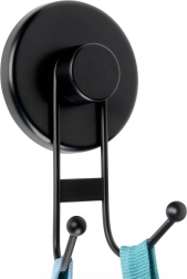 Metalen dubbele haak met zuignap, zwart, 6,5 × 5,5 × 10 cm