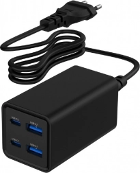 Universele oplader 65W GaN 2xUSB-A 2xUSB-C snel opladen zwart