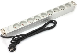 PDU‑lijst voor 19" rack, 9× type E, 1,8 m, Schuko, aluminium, 16 A