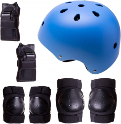 Helm + beschermers voor inline skates, skateboard, fiets - blauw-zwart, M