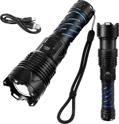 Tactische LED-zaklamp Trizand 1500 lm met accu 5000 mAh, USB-C, zoom