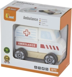 Houten ambulance – puzzel en duwauto