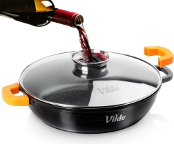 Diepe granieten pan met glazen deksel TERRUNA AROMA 32 cm, 4,7 l