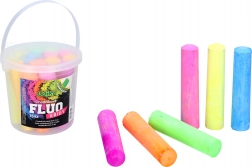 Fluorescerende stoepkrijtjes in emmer, 15 stuks