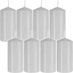 Witte cilindrische kaarsen – set van 8 stuks