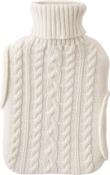 Warmwaterkruik met gebreide beige hoes 1,6 l