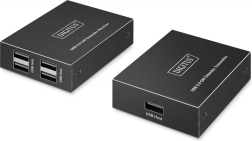 USB 2.0-extender via CAT 6-kabel tot 150 m, 4× USB‑A, 1× RJ45 Gigabit Ethernet – set zender/ontvanger