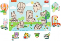 Houten inlegpuzzel Fisher-Price dieren, 8 stukjes