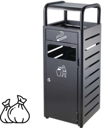 Afvalbak met asbak – zwart