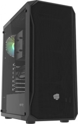 pc-behuizing fury shobo sh4 rgb midi tower, zwart met zijpaneel van gehard glas