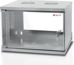 Wandkast Techly 19 inch 6U/320mm met glazen deur, grijs