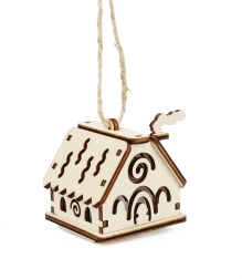 Betovering van hout klein huisje met golfjes