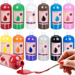 Plakkaatverf MAALEO 12 kleuren van 1 l - 12 stuks