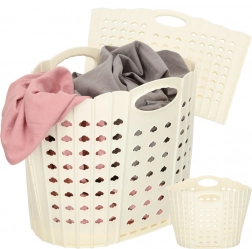 Opvouwbare wasmand met handgrepen, crème