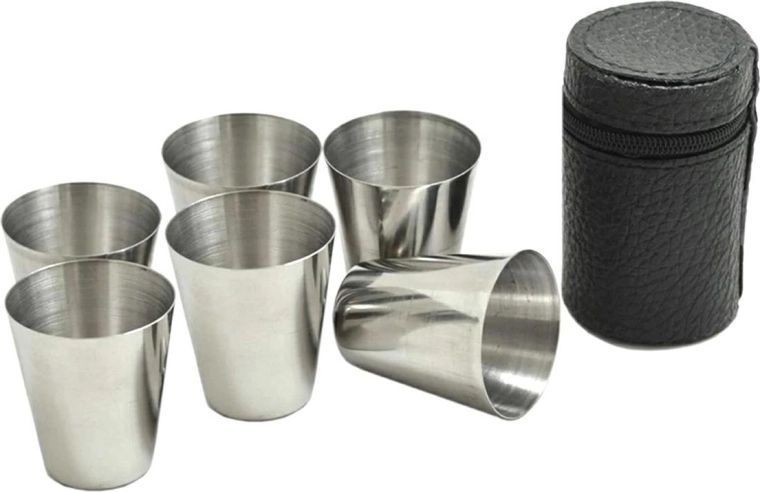 Reisglaasjes RVS 6 stuks