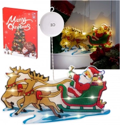 Hangende LED-raamdecoratie met zuignap – Sinterklaas met cadeaus – Slede