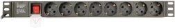 Rack-voedingsrail (PDU), 8 Schuko-stopcontacten, 1U, 16A, Schuko-stekker 3 m
