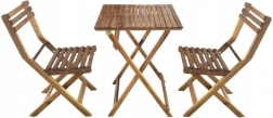 Houten tuinmeubelset van acaciahout – tafel en 2 stoelen