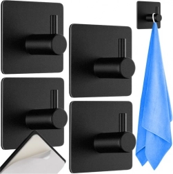 Zelfklevende metalen haken RUHHY, set van 4 – zwart, zonder boren
