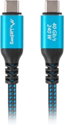 USB‑C-kabel USB4 0,5 m, 240 W, 8K 60 Hz – zwart‑blauw