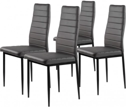 Moderne eet- en woonkamerstoelen van grijze eco-leer met ergonomische rugleuning