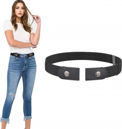 Elastische riem zonder gesp voor broeken, verstelbaar, zwart