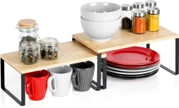 Set van 2 bamboe keukenrekken