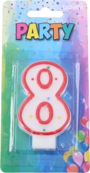 Rode partykaars in de vorm van het cijfer 8