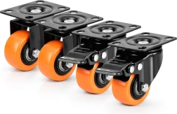 Draaibare transportwielen RENEW FORCE set van 4 stuks met rem (2+2)